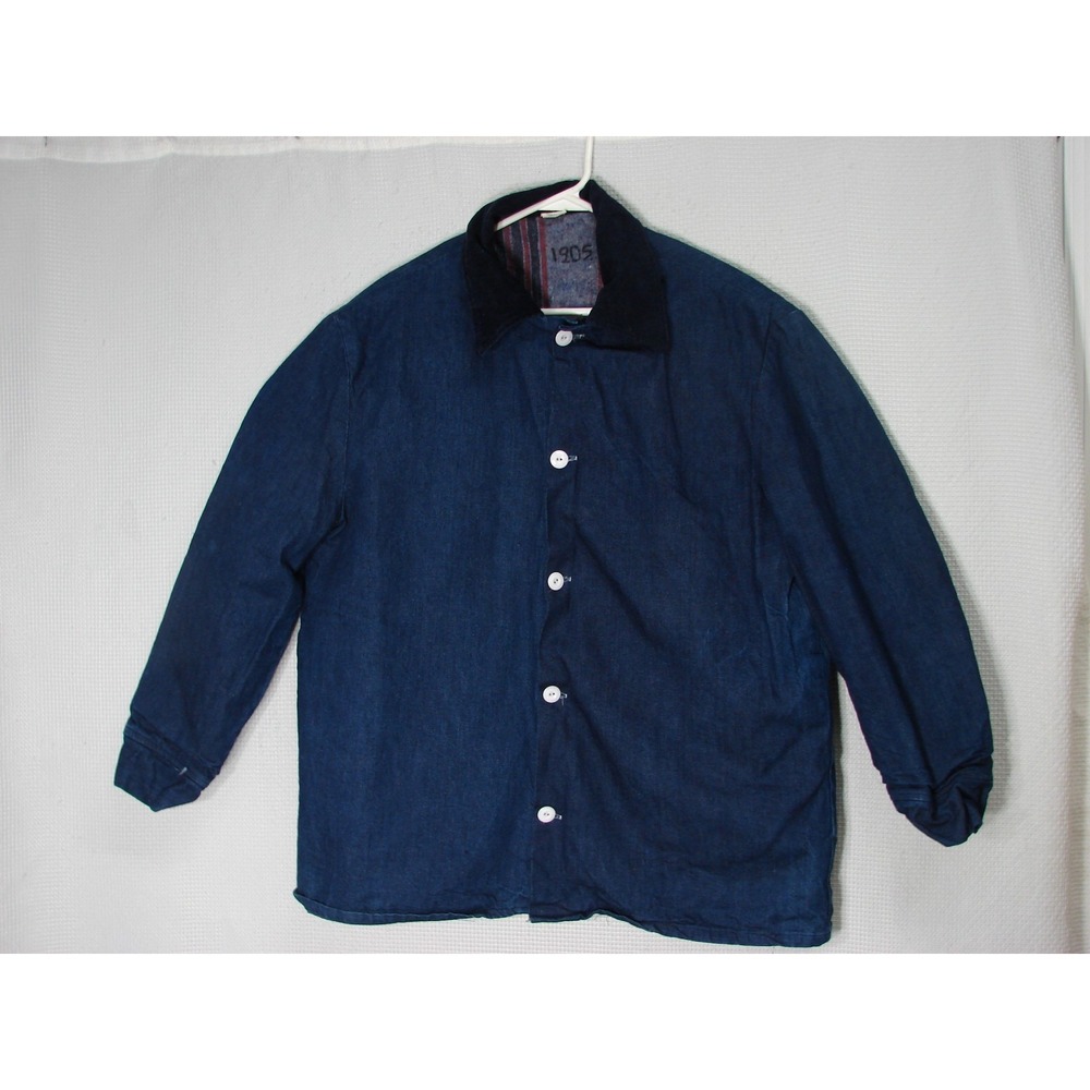 Vtg Todd Uniform Blanket Lined Denim Jean Chore Coat Jacket Corduroy Collar M